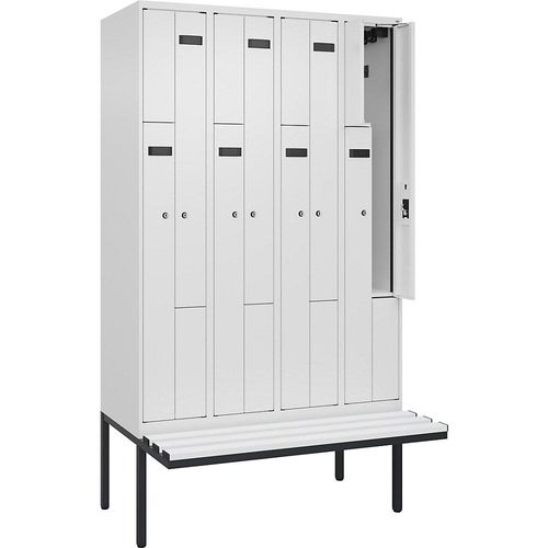 4068427102109 - Z-Spind Evolo PLUS Sitzbank 4 Abteile weiß B 1200 mm Zylinderschloss mit auskragender Sitzbank Kunststoff kaiserkraft