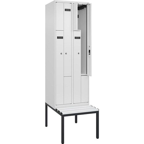 4068427110326 - Z-Spind Evolo PLUS Sitzbank 2 Abteile weiß B 600 mm Zylinderschloss mit untergebauter Sitzbank Kunststoff kaiserkraft