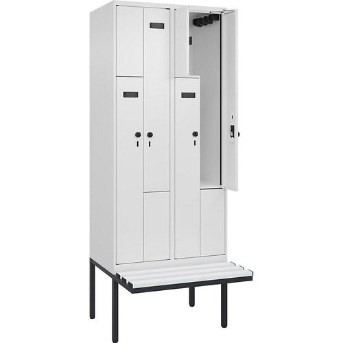 4068427099287 - Z-Spind Evolo PLUS Sitzbank 2 Abteile weiß B 800 mm Sicherheits-Drehriegel mit auskragender Sitzbank Kunststoff kaiserkraft