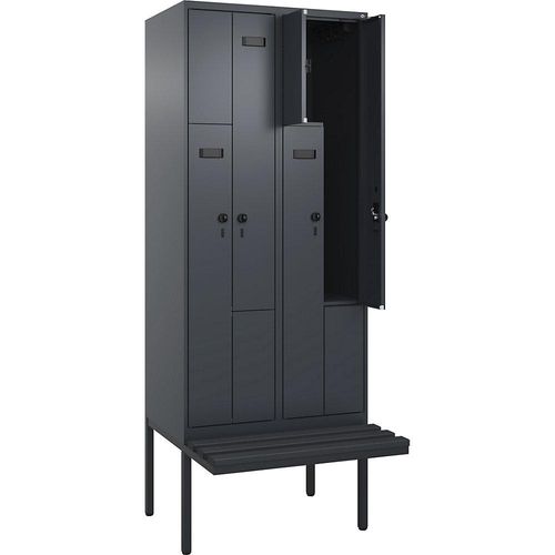 4068427099249 - Z-Spind Evolo PLUS Sitzbank 2 Abteile grau B 800 mm Sicherheits-Drehriegel mit auskragender Sitzbank Kunststoff kaiserkraft