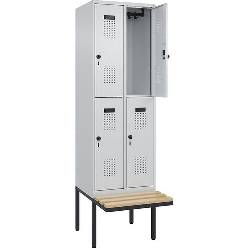 4068192197317 - Doppelstock-Spind Evolo PLUS Sitzbank 2 Abteile lichtgrau lichtgrau B 600 mm Sicherheits-Drehriegel mit auskragender Sitzbank Buche kaiserkraft 4068192197317 - Doppelstock-Spind Evolo PLUS Sitzbank 2 Abteile lichtgrau lichtgrau B 600 mm Sicherheits-Drehriegel mit auskragender Sitzbank Buche kaiserkraft