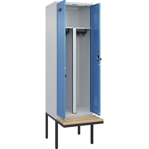 4068192157625 - Schwarz-Weiß-Spind Evolo PLUS Sitzbank 2 Abteile Trennwand verkürzt lichtgrau lichtblau B 600 mm Sicherheits-Drehriegel mit auskragender Sitzbank Buche kaiserkraft 4068192157625 - Schwarz-Weiß-Spind Evolo PLUS Sitzbank 2 Abteile Trennwand verkürzt lichtgrau lichtblau B 600 mm Sicherheits-Drehriegel mit auskragender Sitzbank Buche kaiserkraft