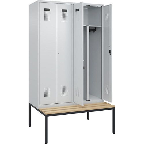 4068192283102 - Schwarz-Weiß-Spind Evolo PLUS Sitzbank 4 Abteile Trennwand verkürzt lichtgrau lichtgrau B 1200 mm Zylinderschloss mit untergebauter Sitzbank Buche kaiserkraft 4068192283102 - Schwarz-Weiß-Spind Evolo PLUS Sitzbank 4 Abteile Trennwand verkürzt lichtgrau lichtgrau B 1200 mm Zylinderschloss mit untergebauter Sitzbank Buche kaiserkraft