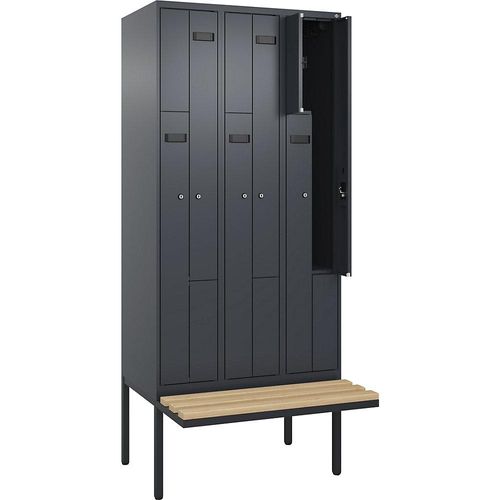 4068192987338 - Z-Spind Evolo PLUS Sitzbank 3 Abteile grau B 900 mm Zylinderschloss mit auskragender Sitzbank Buche kaiserkraft 4068192987338 - Z-Spind Evolo PLUS Sitzbank 3 Abteile grau B 900 mm Zylinderschloss mit auskragender Sitzbank Buche kaiserkraft