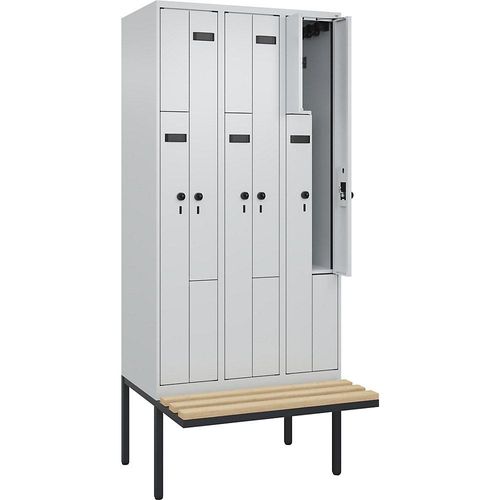 4068192908685 - Z-Spind Evolo PLUS Sitzbank 3 Abteile lichtgrau lichtgrau B 900 mm Sicherheits-Drehriegel mit auskragender Sitzbank Buche kaiserkraft 4068192908685 - Z-Spind Evolo PLUS Sitzbank 3 Abteile lichtgrau lichtgrau B 900 mm Sicherheits-Drehriegel mit auskragender Sitzbank Buche kaiserkraft