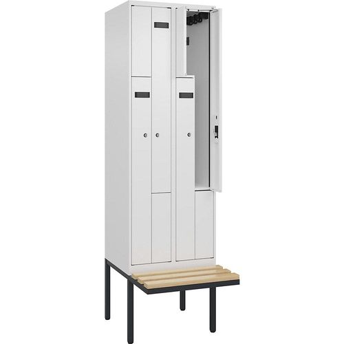 4068192996125 - Z-Spind Evolo PLUS Sitzbank 2 Abteile weiß B 600 mm Zylinderschloss mit auskragender Sitzbank Buche kaiserkraft 4068192996125 - Z-Spind Evolo PLUS Sitzbank 2 Abteile weiß B 600 mm Zylinderschloss mit auskragender Sitzbank Buche kaiserkraft
