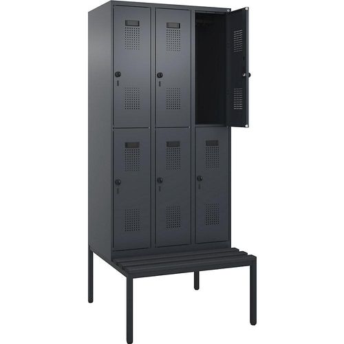 4068192368311 - Doppelstock-Spind Evolo PLUS Sitzbank 3 Abteile grau B 900 mm Sicherheits-Drehriegel mit untergebauter Sitzbank Kunststoff kaiserkraft 4068192368311 - Doppelstock-Spind Evolo PLUS Sitzbank 3 Abteile grau B 900 mm Sicherheits-Drehriegel mit untergebauter Sitzbank Kunststoff kaiserkraft