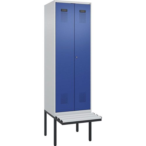 4068192388821 - Schwarz-Weiß-Spind Evolo PLUS Sitzbank 2 Abteile Trennwand verkürzt lichtgrau enzianblau B 600 mm Zylinderschloss mit auskragender Sitzbank Kunststoff kaiserkraft 4068192388821 - Schwarz-Weiß-Spind Evolo PLUS Sitzbank 2 Abteile Trennwand verkürzt lichtgrau enzianblau B 600 mm Zylinderschloss mit auskragender Sitzbank Kunststoff kaiserkraft