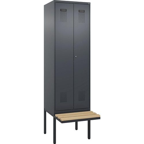 4068192286851 - Schwarz-Weiß-Spind Evolo PLUS Sitzbank 2 Abteile Trennwand verkürzt grau B 600 mm Zylinderschloss mit auskragender Sitzbank Buche kaiserkraft 4068192286851 - Schwarz-Weiß-Spind Evolo PLUS Sitzbank 2 Abteile Trennwand verkürzt grau B 600 mm Zylinderschloss mit auskragender Sitzbank Buche kaiserkraft