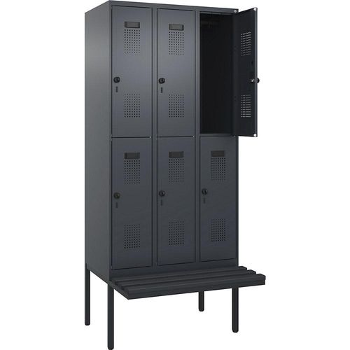 4068192368670 - Doppelstock-Spind Evolo PLUS Sitzbank 3 Abteile grau B 900 mm Sicherheits-Drehriegel mit auskragender Sitzbank Kunststoff kaiserkraft 4068192368670 - Doppelstock-Spind Evolo PLUS Sitzbank 3 Abteile grau B 900 mm Sicherheits-Drehriegel mit auskragender Sitzbank Kunststoff kaiserkraft