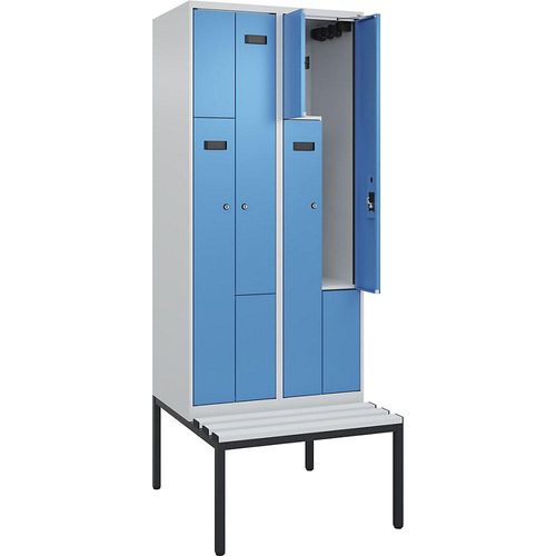 4068427111040 - Z-Spind Evolo PLUS Sitzbank 2 Abteile lichtgrau lichtblau B 800 mm Zylinderschloss mit untergebauter Sitzbank Kunststoff kaiserkraft 4068427111040 - Z-Spind Evolo PLUS Sitzbank 2 Abteile lichtgrau lichtblau B 800 mm Zylinderschloss mit untergebauter Sitzbank Kunststoff kaiserkraft