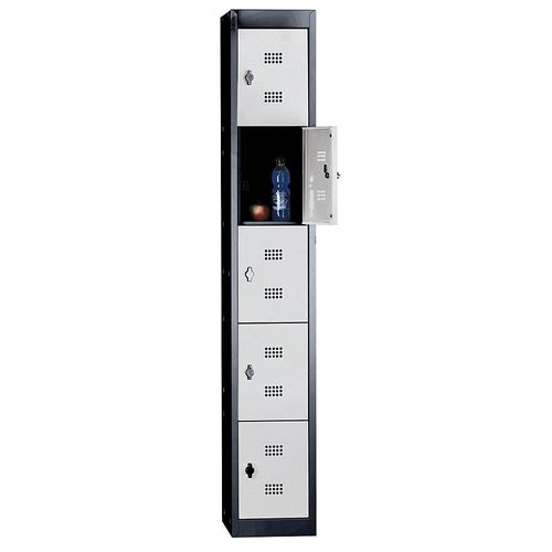 4250618248011 - 5er-Schließfachschrank Hamburg 1 Abteil 5 Fächer Höhe 320 mm Breite 300 mm Grundelement anthrazitgrau lichtgrau Wolf 4250618248011 - 5er-Schließfachschrank Hamburg 1 Abteil 5 Fächer Höhe 320 mm Breite 300 mm Grundelement anthrazitgrau lichtgrau Wolf