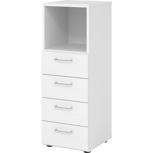 4032062308769 - Schubladenschrank Breno 4 Schübe 1 Fach Metallgriffe B 400 x T 420 x H 1100 mm weiß weiß 4032062308769 - Schubladenschrank Breno 4 Schübe 1 Fach Metallgriffe B 400 x T 420 x H 1100 mm weiß weiß