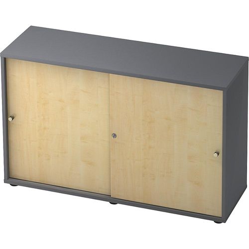 4032062159996 - eurokraft pro Schiebetürenschrank 1 Fachboden Mitteltrennwand graphit   Ahorn-Dekor