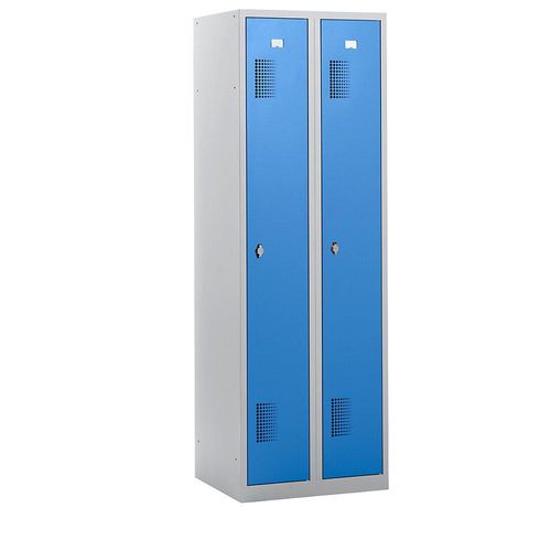 4061753006370 - eurokraft basic Garderobenschrank Breite 600 mm 2 Abteile à 298 mm mit Vorhängeschlossvorrichtung Korpus lichtgrau Türen lichtblau 4061753006370 - eurokraft basic Garderobenschrank Breite 600 mm 2 Abteile à 298 mm mit Vorhängeschlossvorrichtung Korpus lichtgrau Türen lichtblau