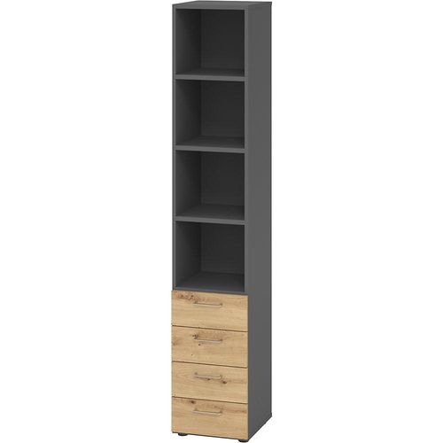 4032062308950 - Kombischrank Breno mit 4 Schüben & Regalelement 6 OH B 400 x T 420 x H 2156 mm Spanplatte graphit Asteiche