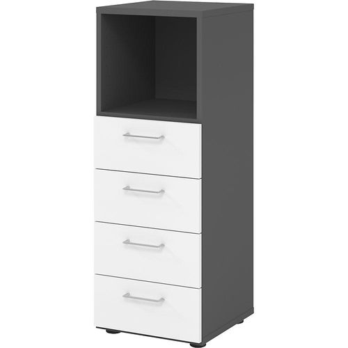 4032062308882 - Schubladenschrank Breno 4 Schübe 1 Fach Metallgriffe B 400 x T 420 x H 1100 mm graphit weiß