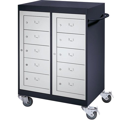 8697837509398 - Laptop-Wagen 10 Fächer schwarzgrau   lichtgrau kaiserkraft