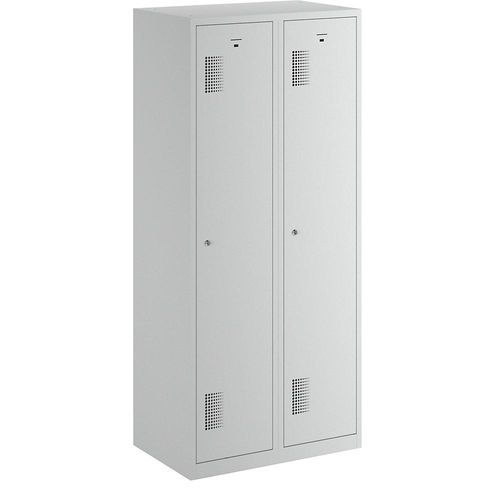 4061753005717 - eurokraft basic AMSTERDAM Garderobenschrank Höhe 1800 mm Breite 800 mm 2 Abteile mit Zylinderschloss lichtgrau