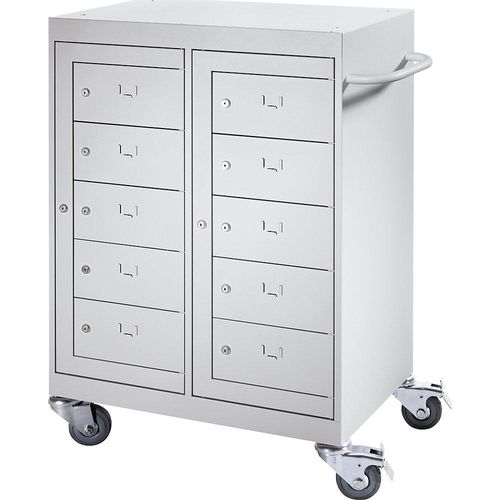 8697837508964 - Laptop-Wagen 10 Fächer lichtgrau kaiserkraft