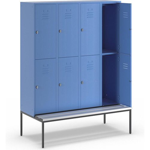 4250618236049 - Halbhoher Garderobenschrank mit Sitzbankuntergestell 400 mm 8 Fächer Vollwand lichtblau 4250618236049 - Halbhoher Garderobenschrank mit Sitzbankuntergestell 400 mm 8 Fächer Vollwand lichtblau