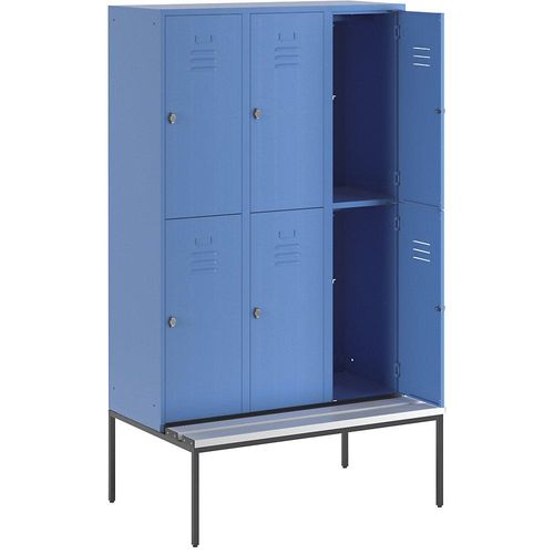 4250618235929 - Halbhoher Garderobenschrank mit Sitzbankuntergestell 400 mm 6 Fächer Vollwand lichtblau 4250618235929 - Halbhoher Garderobenschrank mit Sitzbankuntergestell 400 mm 6 Fächer Vollwand lichtblau