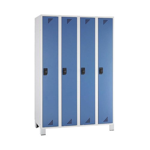 4061753011039 - eurokraft pro Mehrzweck- und Garderobenschrank Abteilhöhe 1695 mm 4 Abteile Breite 1200 mm Korpus lichtgrau Türen brillantblau