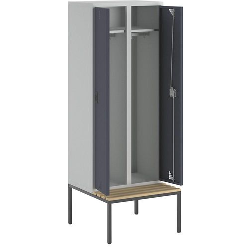 4061753010452 - eurokraft pro Mehrzweck- und Garderobenschrank mit Sitzbank 2 Abteile Breite 800 mm Türen anthrazitgrau