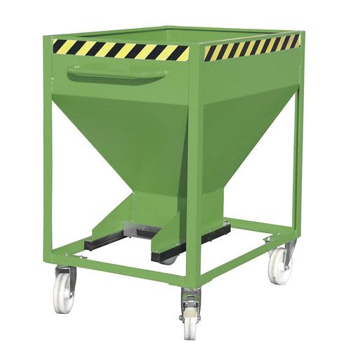4052462014411 - Kippbehälter SR-D 375 Tragkraft 375 kg mit Rollen & Schieberverschluss B 780 x H 1230 mm Stahl resedagrün RAL 6011