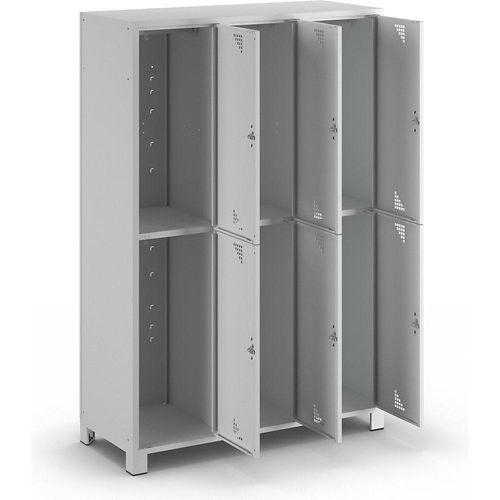 4061753011138 - eurokraft pro Garderobenschrank mit halbhohen Fächern HxBxT 1800 x 1200 x 500 mm 6 Abteile komplett lichtgrau