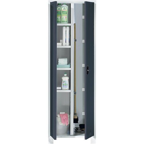 4061753010810 - eurokraft pro Mehrzweck- und Garderobenschrank mit Klemmhalter 6 Fächer Breite 600 mm Korpus lichtgrau Türen anthrazitgrau 4061753010810 - eurokraft pro Mehrzweck- und Garderobenschrank mit Klemmhalter 6 Fächer Breite 600 mm Korpus lichtgrau Türen anthrazitgrau
