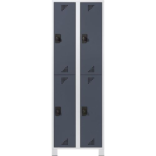 4061753011084 - eurokraft pro Garderobenschrank mit halbhohen Fächern HxBxT 1800 x 800 x 500 mm 4 Abteile Korpus lichtgrau Türen anthrazitgrau 4061753011084 - eurokraft pro Garderobenschrank mit halbhohen Fächern HxBxT 1800 x 800 x 500 mm 4 Abteile Korpus lichtgrau Türen anthrazitgrau
