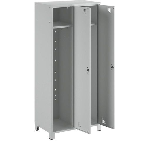 4061753010926 - eurokraft pro Mehrzweck- und Garderobenschrank Abteilhöhe 1695 mm 2 Abteile Breite 800 mm komplett lichtgrau