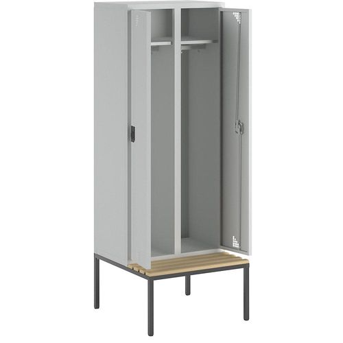 4061753010445 - eurokraft pro Mehrzweck- und Garderobenschrank mit Sitzbank 2 Abteile Breite 800 mm Türen lichtgrau