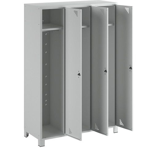4061753010988 - eurokraft pro Mehrzweck- und Garderobenschrank Abteilhöhe 1695 mm 3 Abteile Breite 1200 mm komplett lichtgrau