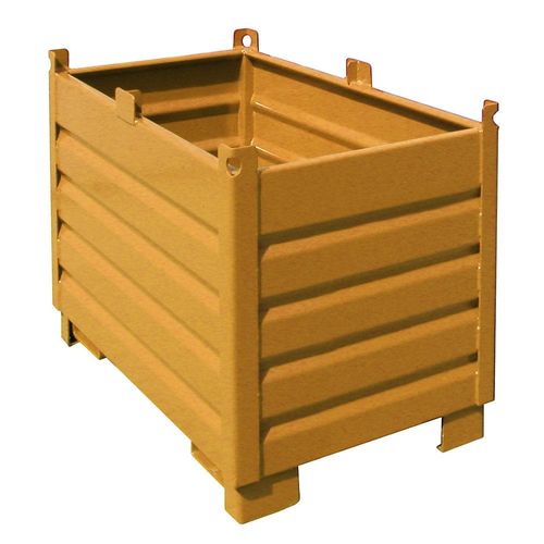 4052462028586 - Sammelbehälter-System SBS 500 L 600 x B 1200 x H 850 mm bis zu 3-fach stapelbar lackiert mit Transportwagen gelborange RAL 2000