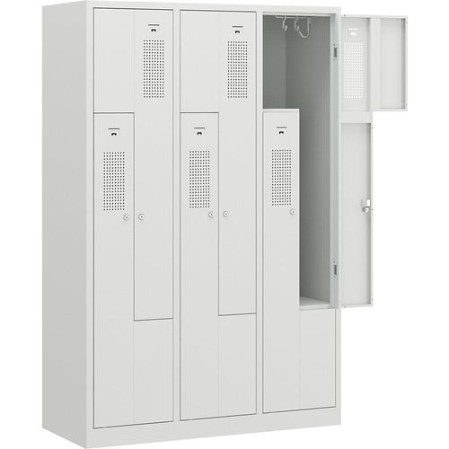 4061753004215 - eurokraft basic Z-Spind Amsterdam 3 Abteile lichtgrau Breite 1185 mm 4061753004215 - eurokraft basic Z-Spind Amsterdam 3 Abteile lichtgrau Breite 1185 mm