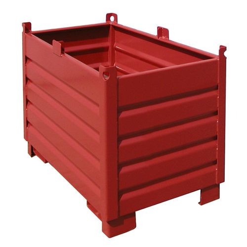 4052462028593 - Sammelbehälter-System SBS 500 L 600 x B 1200 x H 850 mm bis zu 3-fach stapelbar lackiert mit Transportwagen feuerrot RAL 3000