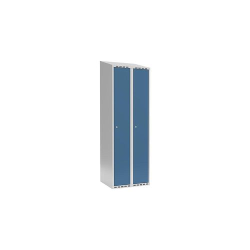 7042423964173 - Spind Fydor 2 Abteile lichtgrau brillantblau B 600 mm 2 Abteile schräge Dachform Zylinderschloss kaiserkraft 7042423964173 - Spind Fydor 2 Abteile lichtgrau brillantblau B 600 mm 2 Abteile schräge Dachform Zylinderschloss kaiserkraft