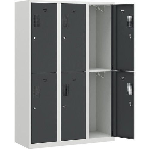 4061753003799 - eurokraft basic Garderobenschrank halbhohe Fächer halbhohe Fächer B 1200 mm 6 Fächer lichtgrau   basaltgrau