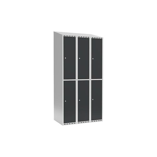 7042423035101 - Doppelstock-Spind Fydor 3 Abteile lichtgrau grau B 900 mm 3 Abteile schräge Dachform Zylinderschloss kaiserkraft 7042423035101 - Doppelstock-Spind Fydor 3 Abteile lichtgrau grau B 900 mm 3 Abteile schräge Dachform Zylinderschloss kaiserkraft