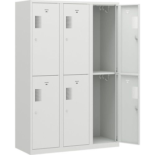 4061753003775 - eurokraft basic Garderobenschrank halbhohe Fächer halbhohe Fächer B 1200 mm 6 Fächer lichtgrau
