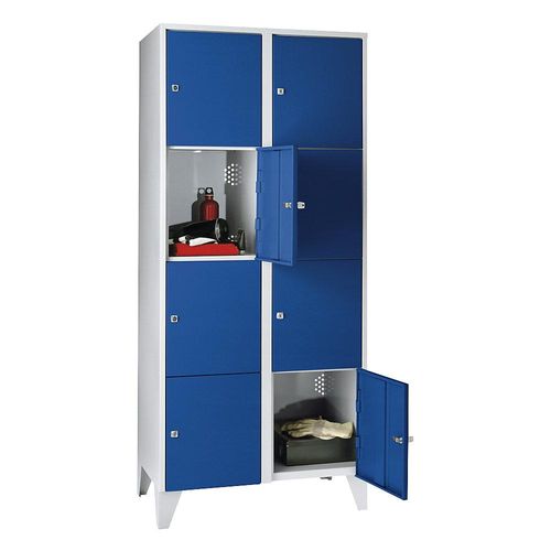 4250618208213 - 4er-Schließfachschrank München 2 Abteile lichtgrau enzianblau B 800 mm mit Füßen Wolf 4250618208213 - 4er-Schließfachschrank München 2 Abteile lichtgrau enzianblau B 800 mm mit Füßen Wolf