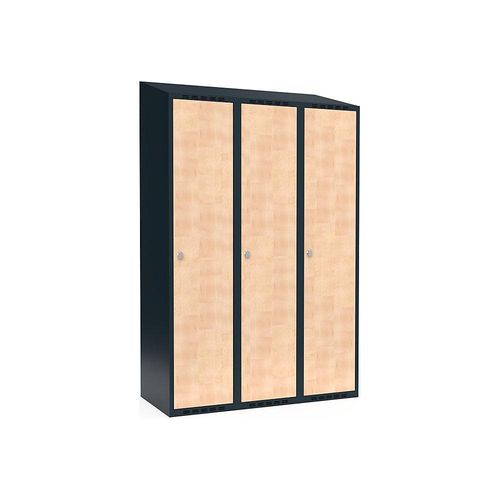 7042424830781 - Spind Fydor 3 Abteile grau Birke B 1200 mm 3 Abteile schräge Dachform Vorhängeschloss kaiserkraft 7042424830781 - Spind Fydor 3 Abteile grau Birke B 1200 mm 3 Abteile schräge Dachform Vorhängeschloss kaiserkraft