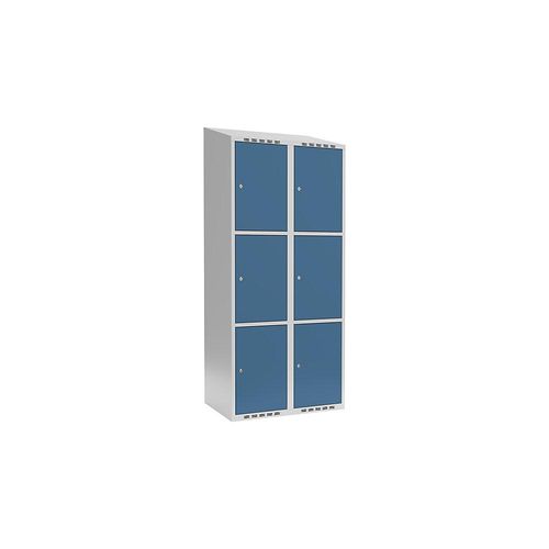 7042424846942 - 3er-Schließfachschrank Fydor 2 Abteile lichtgrau brillantblau B 800 mm 2 Abteile schräge Dachform Zylinderschloss kaiserkraft 7042424846942 - 3er-Schließfachschrank Fydor 2 Abteile lichtgrau brillantblau B 800 mm 2 Abteile schräge Dachform Zylinderschloss kaiserkraft