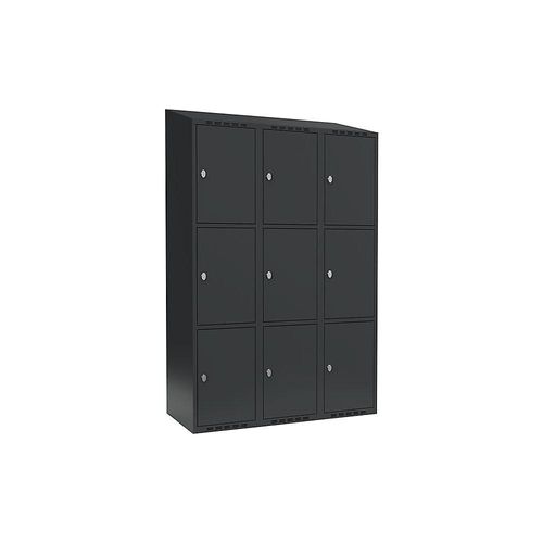 7042424831054 - 3er-Schließfachschrank Fydor 3 Abteile grau B 1200 mm 3 Abteile schräge Dachform Vorhängeschloss kaiserkraft