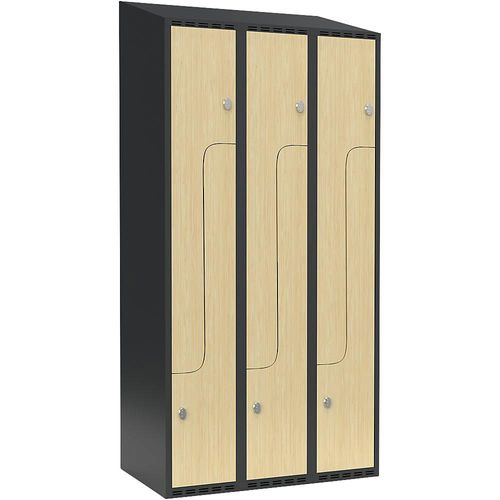 7042424670707 - Z-Spind Fydor 3 Abteile grau   Birke B 900 mm 3 Abteile schräge Dachform Vorhängeschloss kaiserkraft