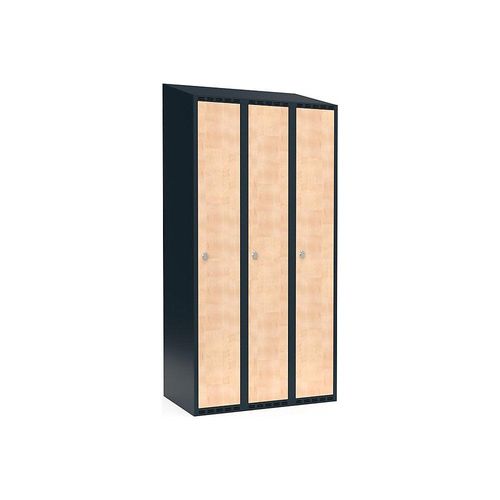 7042424667080 - Spind Fydor 3 Abteile grau Birke B 900 mm 3 Abteile schräge Dachform Vorhängeschloss kaiserkraft 7042424667080 - Spind Fydor 3 Abteile grau Birke B 900 mm 3 Abteile schräge Dachform Vorhängeschloss kaiserkraft