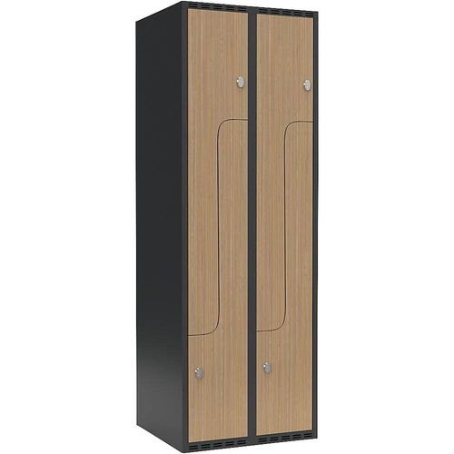 7042424610727 - Z-Spind Fydor 2 Abteile grau   Eiche B 600 mm 2 Abteile flache Dachform Vorhängeschloss kaiserkraft