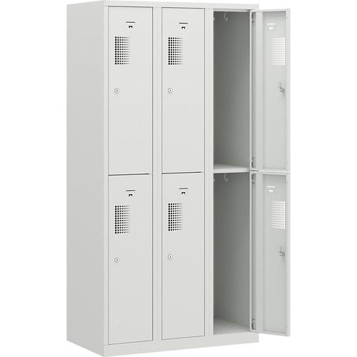 4061753003690 - eurokraft basic Garderobenschrank halbhohe Fächer halbhohe Fächer B 900 mm 6 Fächer lichtgrau
